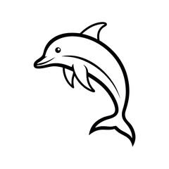 dolphin jump outline line art vector