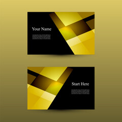 Gold Geometric Business Card Template – Sleek Layout with Bold Yellow Accents and Editable Text. Ideal for luxury branding, creative professionals, corporate presentations, or personal identity.