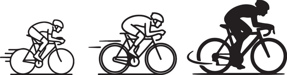 Cyclist Silhouette Icons cycling bicycle