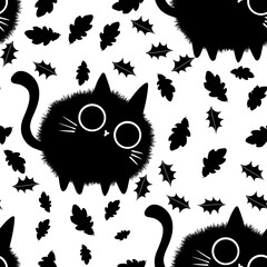Animals seamless cats pattern for wrapping paper and fabrics and linens and kids clothes print