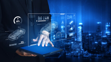 Technical layout of electric vehicle showing battery system, power control, traction motor,...