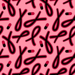 Breast cancer month seamless pink ribbon day mammogram pattern for medical accessories and medicine textiles