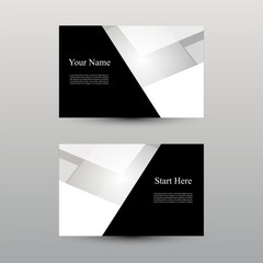 Naklejka premium Black and Gray Geometric Business Card Design. The minimalist color palette and clean composition create a sophisticated and versatile design suitable for both print and digital use. 