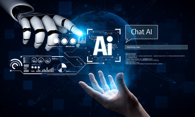 AI Virtual Assistant Artificial Intelligence Chatbot Controlled by Prompt Engineering for Explainable Generative AI information and LLM Deep Learning Technology for Smart Business Work Support. Vouch