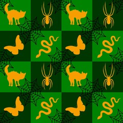 Obraz premium Halloween animals cartoon seamless monsters pattern for wrapping and kids clothes print and party accessories