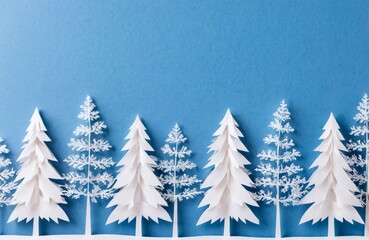 Obraz premium Winter Trees on a Light Background, Paper-Cut Style