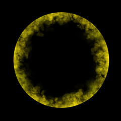 Yellow smoky circular frame with transparent background and glowing misty effect for vibrant digital visual content