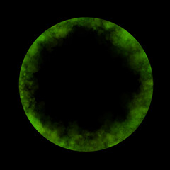 Green smoky circular frame with transparent background and glowing foggy texture for modern digital visual projects