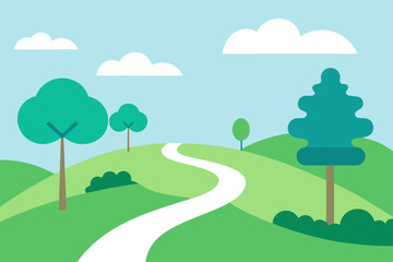 Obraz premium Illustration of a winding path through a green landscape