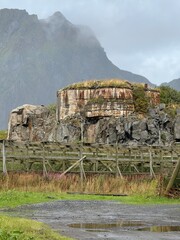 Gun emplacement bunker ruin in Lofoten, Norway