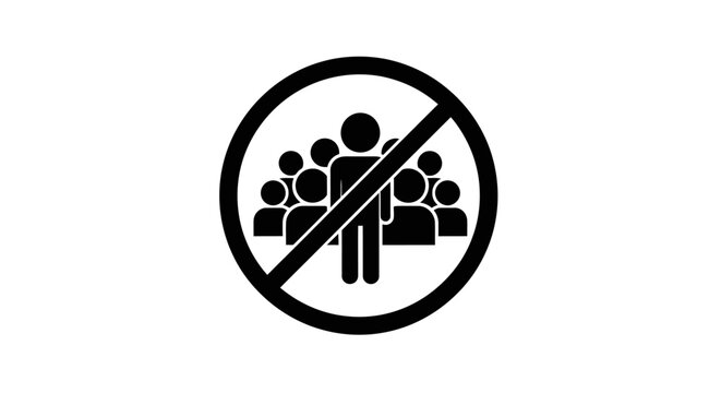 Icon symbolizing social distancing and prohibition of large gatherings during a health crisis.