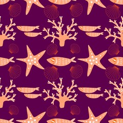 Ocean seamless fish pattern for wrapping paper and fabrics and linens