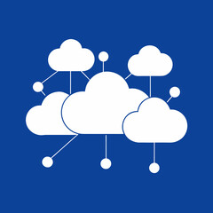 Illustration of interconnected clouds on blue ground