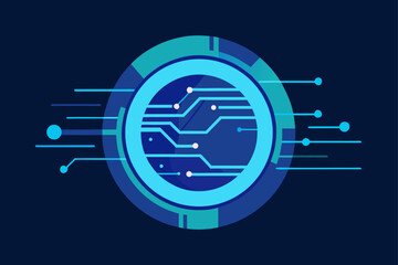 Abstract technology circuit board in a circle form