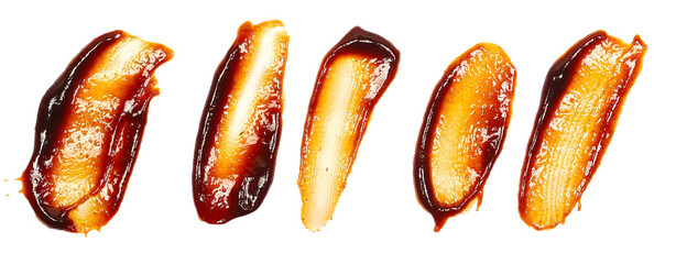 BBQ sauce spread, jalapeno green peppers, isolated on white, clipping path