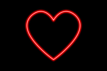 Red Neon Heart Outline on Black Background
