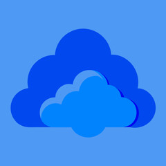 Two stylized clouds layered on a blue background