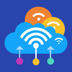 Illustration of cloud computing and data transfer