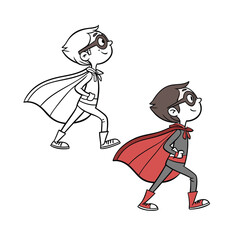 Heroic character with red cape reaches for floating key concept art isolated on transparent background