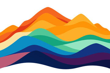 Abstract colorful mountains with layered wave design