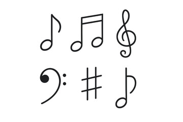 Fototapeta premium Music symbols set: treble clef, bass clef, sharp, eighth notes