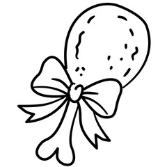 Turkey Drumstick Line Art with Ribbon Bow Coquette Thanksgiving Food Outline Illustration for Fall Feast Dinner Holiday Decor and Cute Autumn Kitchen Design