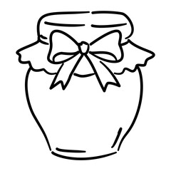 Jam Jar Line Art with Ribbon Bow Coquette Thanksgiving Harvest Outline Illustration for Autumn Kitchen Decor Fall Preserves and Cottagecore Food Design