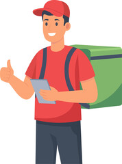 Delivery Boy with Smart Device Checking Online Orders. a delivery boy checking online orders using a digital device, representing smart logistics and technology-driven courier management.