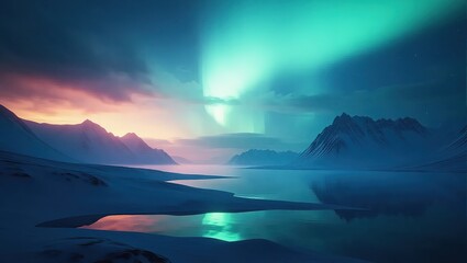 Aurora Borealis Over Arctic Landscape - A Symphony of Light and Ice.