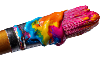 Brushstroke Symphony: A vibrant paint brush, dripping with a cascade of colorful hues, ready to bring a canvas to life, offering a glimpse of creativity and artistic flair.