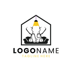 Elephant in the room Logo Design. Minimalist and Modern. Vector illustration