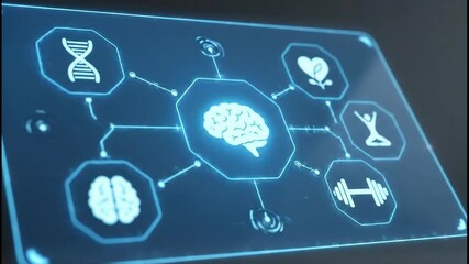 Futuristic Medical Technology Interface Displaying Health Icons and Data. - Powered by Adobe