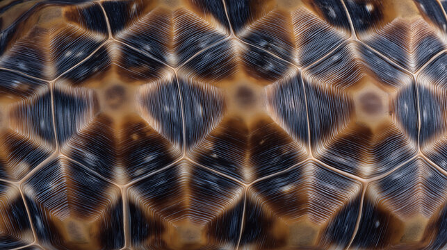 Macro view of turtle shell pattern, showcasing reptile skin geometry and organic structure. Great for textures, scientific materials, and backgrounds.