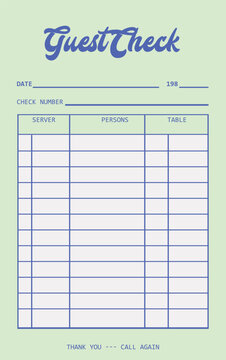 Retro Restaurant Guest Check Card