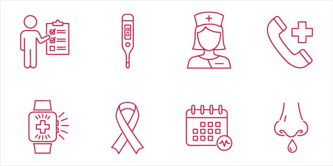 Healthcare and medicine line icons set healthcare outline pictograms for medical, hospital and pharmaceutical service