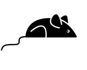 A mouse, a stylized toy mouse - a vector silhouette image for a logo, pictogram, or stencil. A rodent rat animal for a stencil, icon, or sign.