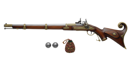 Centuries-old Indian Jezail rifle with a long steel barrel and decorative brass details for historical collectors