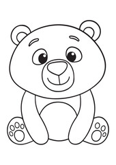 Cute bear coloring page.eps and print-ready. Laughing bear illustration in ISO size vector, perfect for children’s joyful coloring and fast printing.