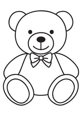 Cute bear coloring page.eps and print-ready. A sweet baby bear wearing a bowtie, perfect for kids’ creative learning and fast printing.