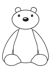 Cute bear coloring page.eps and print-ready. Sitting adorable bear vector illustration in ISO size, perfect for children’s coloring fun and fast printing.