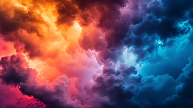 Celestial Canvas: An awe-inspiring expanse of tempestuous clouds ablaze with the fiery hues of a setting sun, offering a symphony of color and drama in the heavens above. - Powered by Adobe