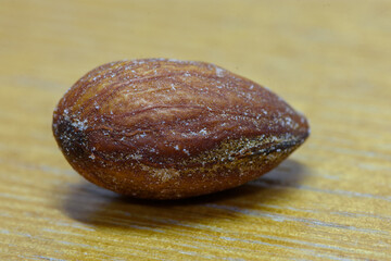 Close-Up of Almond on Wooden Surface