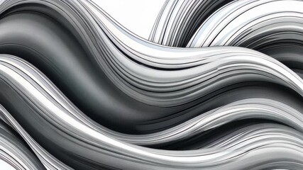Fluid Metallic Abstraction: A captivating display of flowing, metallic ribbons in a seamless loop, creating a sense of movement and futuristic design. - Powered by Adobe