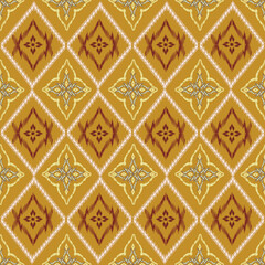 ​Four vibrant images of Thai or Southeast Asian ikat-style textile patterns featuring various repeating geometric designs like diamonds and small floral motifs on a purple background.