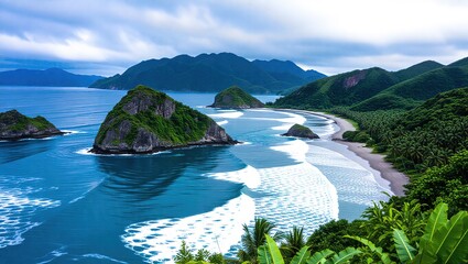 Stunning Coastal Scenery - Turquoise Waters and Lush Green Hills.