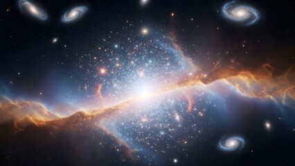 Vibrant Cosmic Tapestry A Stunning Visual of Star Clusters, Nebulae, and Distant Galaxies