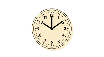Analog clock face showing the time ten after twelve on neutral background