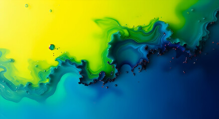 Vibrant abstract background with dynamic blue, green, and yellow hues, perfect for modern designs and creative projects, adding a splash of color and energy.
