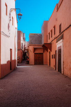 narrow street in the old town of Marrakesh