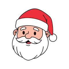 Friendly cartoon santa claus face with red hat and white beard for christmas celebrations